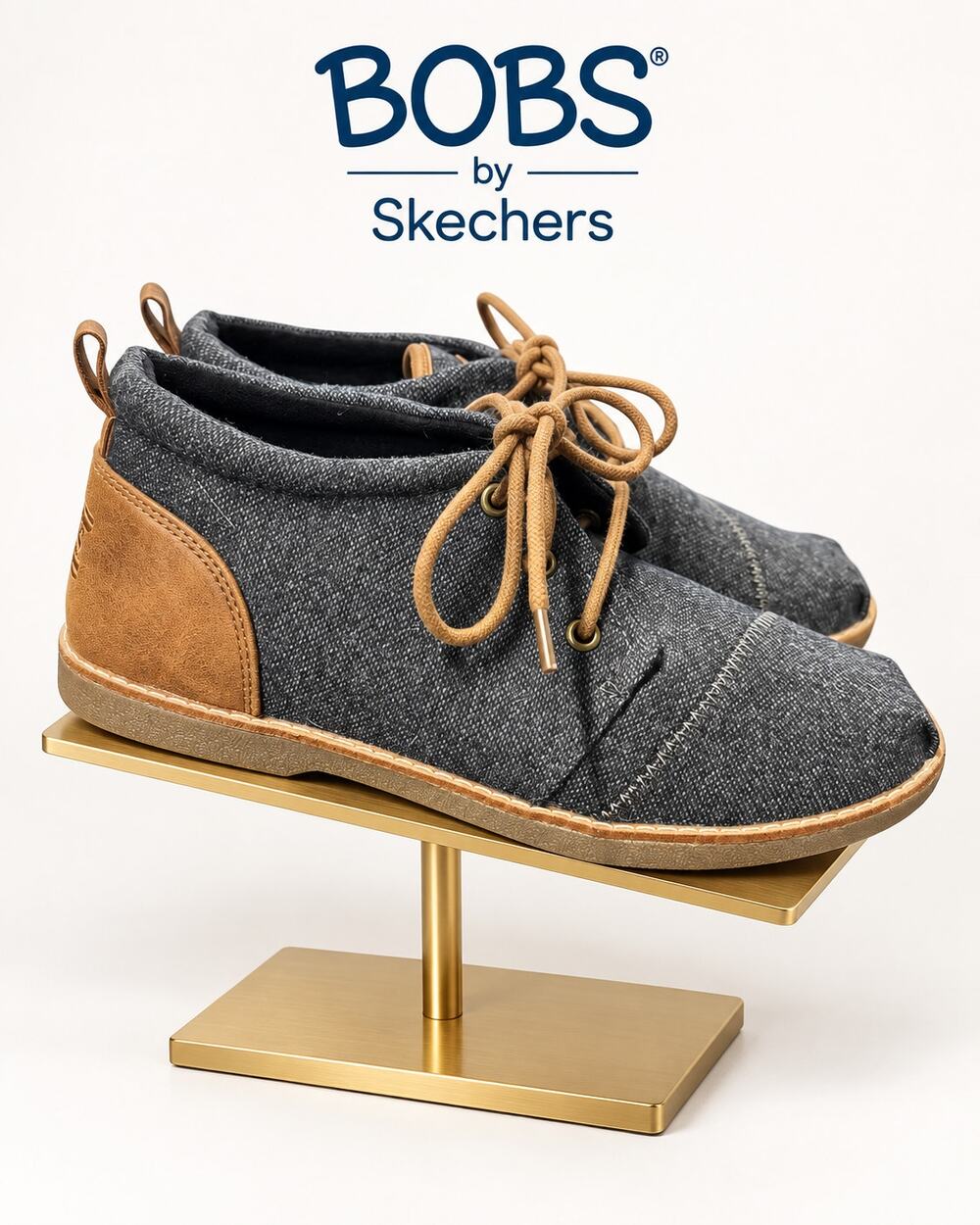 BOBS by Skechers Chill Luxe Urban Summit Charcoal Denim Chukka Boots 8.5